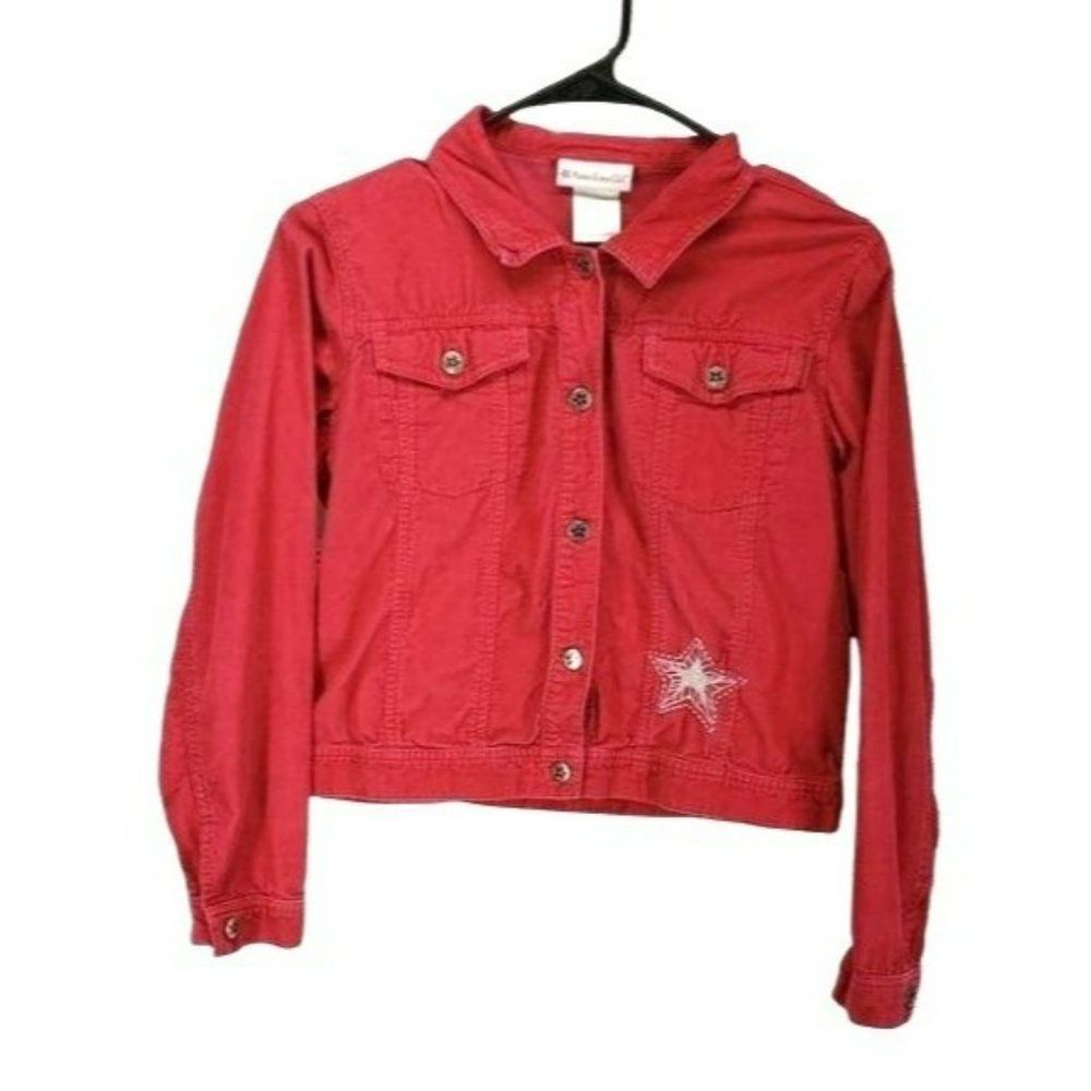 American Girl Rose Pink Button Up Corduroy Star Jacket‎ Size Large